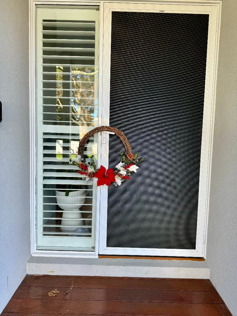 wreath on the front door
