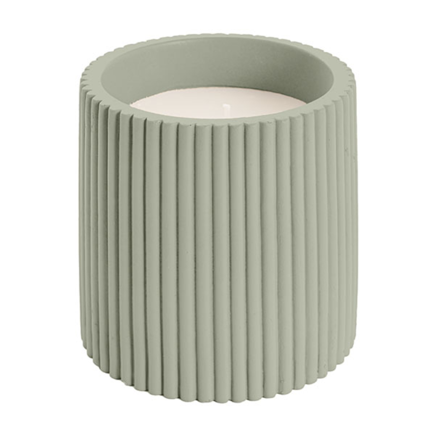 olive candle on white background