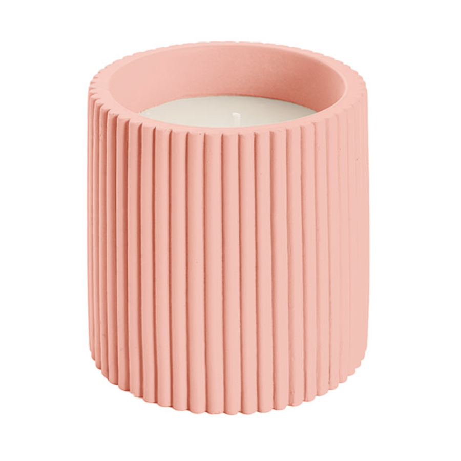 pink candle on white background