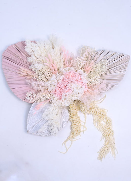 Sweetie Pink and White Dried Flower Wall Hanging